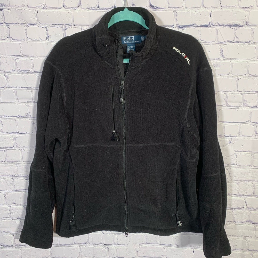 Polo Ralph Lauren Mens Fleece Full Zip Jacket Black Size XL Casual Preppy Active